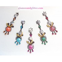 Designer Black Crystal Diamante Jeweled Bindis with white crystals CB102