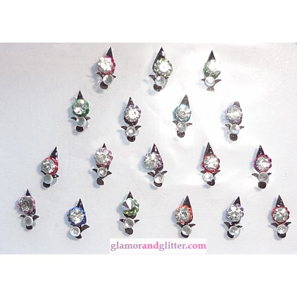 Small Black Dagger Bindis with Crystals Colored Metallic accents Body Jewelry Gothic SCA LOTR Bellydancing CB124