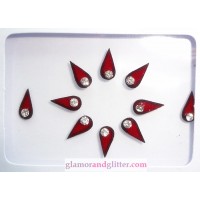 Maroon Black Crystal Flame Gothic Bindis with white crystals CB119