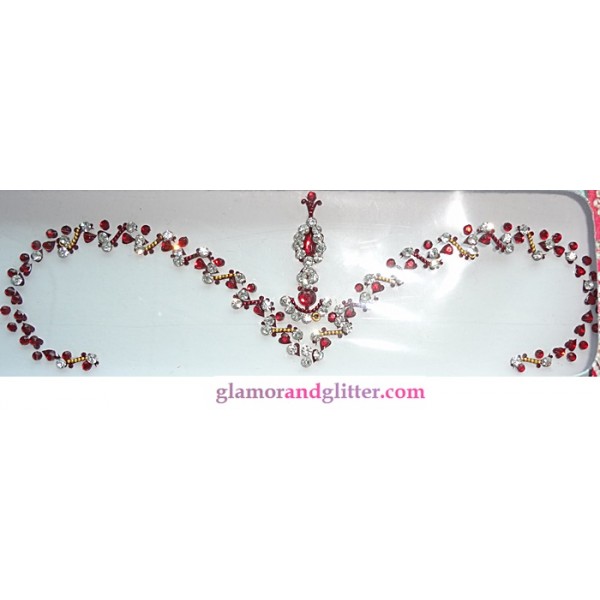 White Garnet Crystals Hearts Bridal Bindis Jewelled Set BB106
