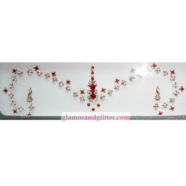  Bridal Bindis Designer White Garnet Crystals Gold Jewelled Set BB107