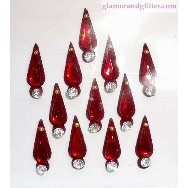 Bindis Gothic Body Jewelry Body Art  large garnet crystals white crystals gold beads CB111
