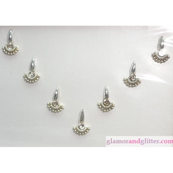 Exquisite Silver Jewelry like Bindis with Crystals CB114