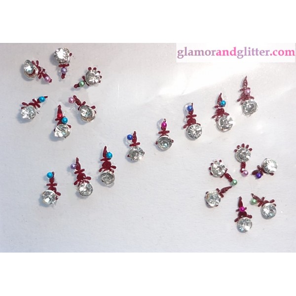 Small Burgundy Bindis Crystals Colored Beads Body Art Tattoo Stickers Nail decoration SCA LOTR CB131