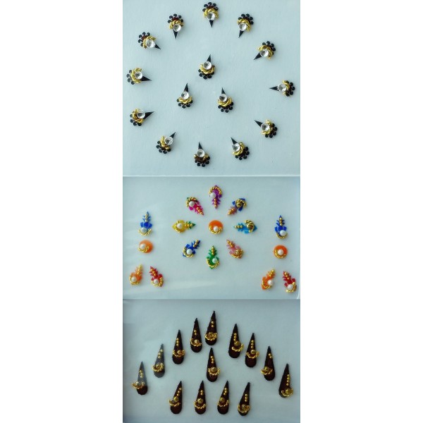 3 Sets of Bindis Body  Jewelry doll jewellery with pearls jewels - 46 Bindis total 3 Sets of Bindis Body  Jewelry doll jewellery with pearls jewels - 46 Bindis total