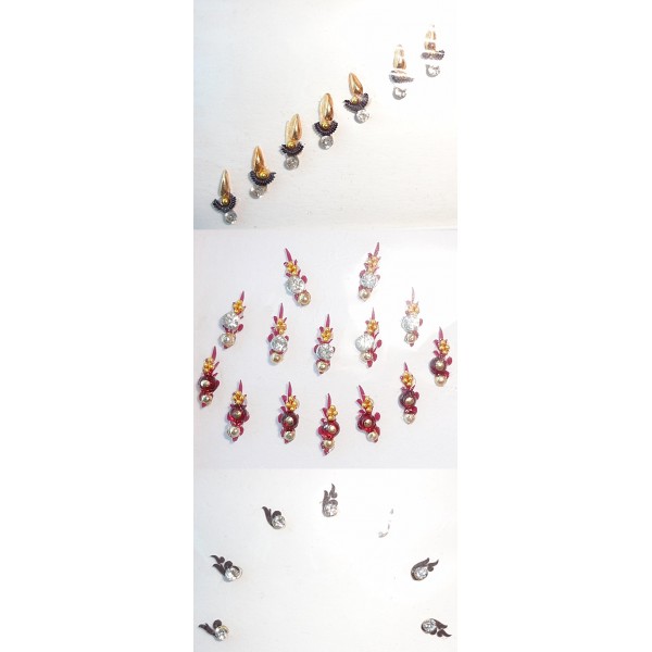 3 Sets of Bindis Body Jewelry in Red Gold Black with crystals, diamante, jewels - 28 Bindis total 3 Sets of Bindis Body Jewelry in Red Gold Black with crystals, diamante, jewels - 28 Bindis total