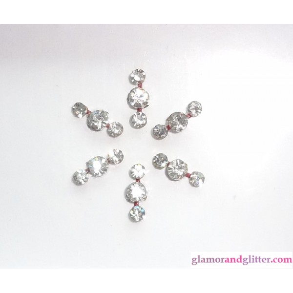 Glittering Crystal Metallic Bindis Diamante with large clear crystals CB118