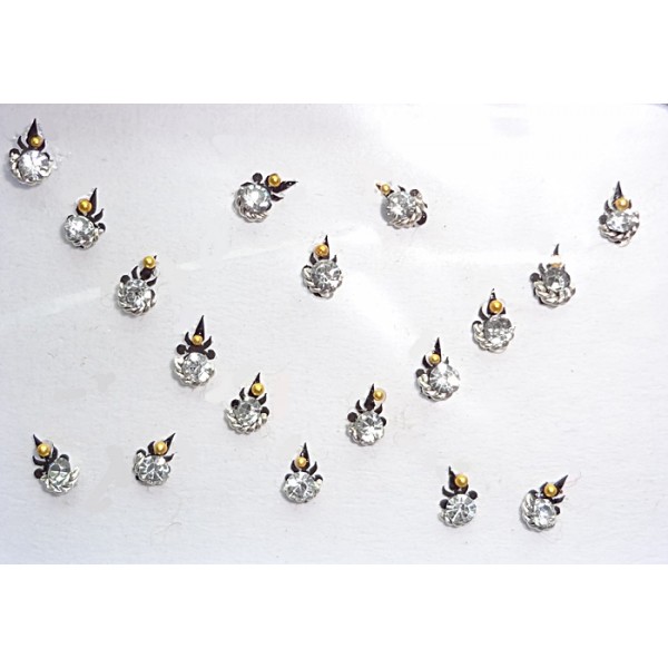 Black Silver Jewelled Bindis with Crystals CB101
