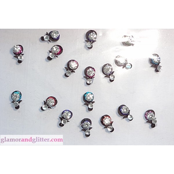 Small Black Crystal Bindis with Colored Metallic accents Body Jewelry Nail Art Gothic SCA LOTR Bellydancing CB133