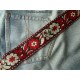 1 5/8" Black Red White Floral Jacquard Embroidered Ribbon Trim Lace Gothic SCA LARP TJ117