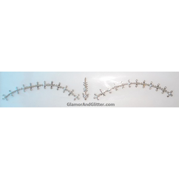 Glittering Silver Peer Bindis Set for entire Forehead Bollywood Glam Bellydancing Body Jewelry BB119