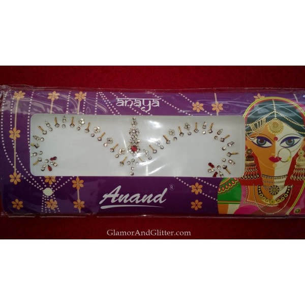 Bridal Bindis Indian Wedding Designer Body Jewels White Garnet Gold Crystals BB109  Bridal Bindis Indian Wedding Designer Body Jewels White Garnet Gold Crystals BB109
