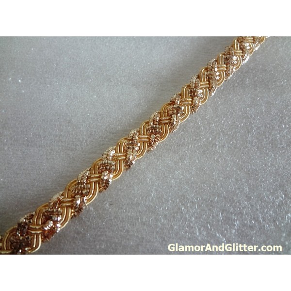 3.3 yards 1/2" Metallic Gold Bullion Braided Trim Bridal Wedding Belts Jewelry Home Decor Renaissance BT116