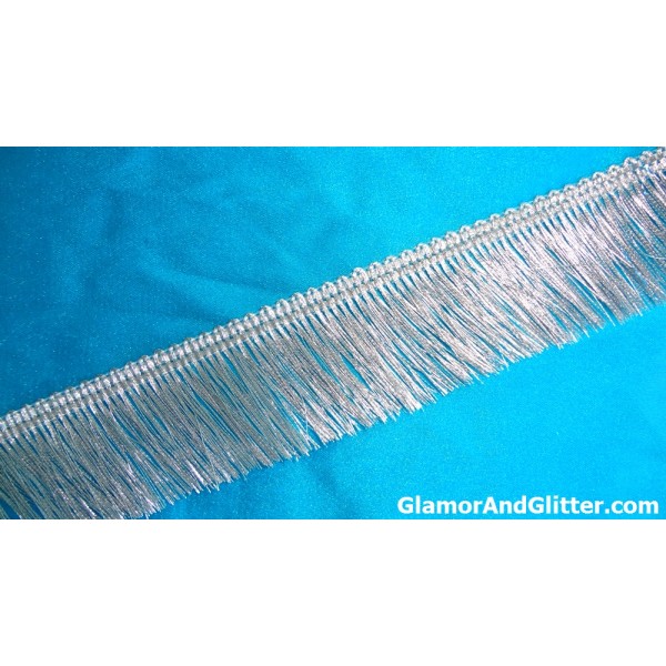 1 1/8" Silver Fringe Brush Eyelash Trim Braided Loops Bridal Wedding Home Decor Curtains Pillows Lampshade SCA Renaissance LOTR Costumes FT101