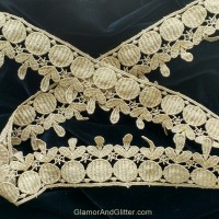 Antique Gold Cutwork Trim Lace Ribbon 2 1/8" Wide Regal Royal Evening dress Renaissance Medieval Costume Bollywood Wedding CT101