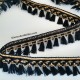 1" Black Gold Tassel Fringe Trim Braided Loops Home Decor Curtains Pillows Lampshade Dance Costumes TT102