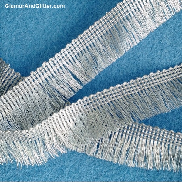 1" Silver Fringe Brush Eyelash Trim Ruche edging Braided Loops Bridal Wedding Home Decor Curtains Pillows Lampshade Dance Costumes FT104