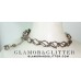 Antique Silver tone dangling Charms Chains White Crystals Bangle Bracelet Gypsy Belly Dancing BL107
