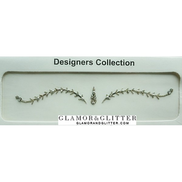 Metallic Silver Bridal Bindis Set with Crystals BB102
