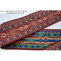 1.33 yards 1 3/4" Wide Jacquard Embroidered Trim Lace SCA Renaissance Bohemian TJ102