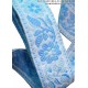 1 1/2" Wide Jacquard Embroidered Ribbon Trim Lace Blue Flowers Medieval TJ106
