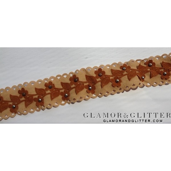 1 1/2" Faux Suede Trim Cowboy Cowgirl Western Style flowers metal studs TF101